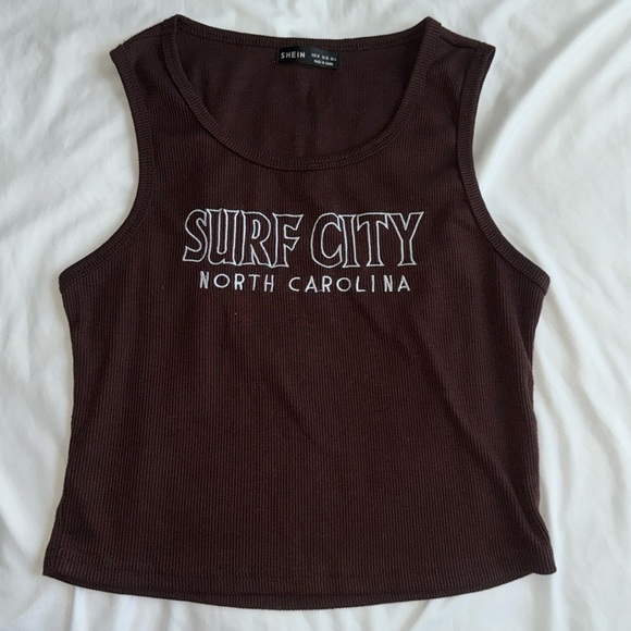 brown embroidered tank top - Picture 1 of 2
